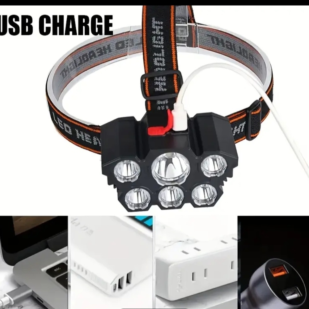 Black Multi-LED USB Headlamp